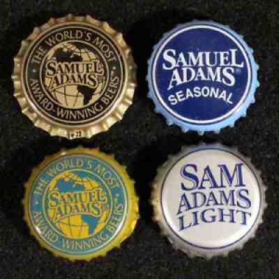 4 SAM ADAMS #9 PLASTIC LINED BEER BOTTLE CAPS BOSTON MASSACHUSETTS CROWNS SAMUEL