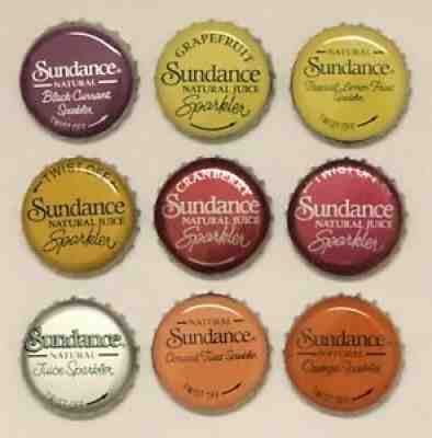 9 Different Sundance Sparkler Soda Bottle Crown Caps