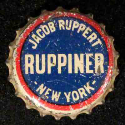 RUPPERT RUPPINER â?¢RARE BLUE ?  CORK LINED BEER BOTTLE CAP NEW YORK, NY CROWNS NYC+