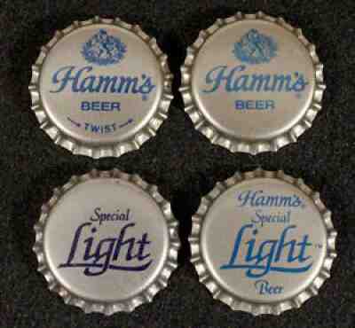 4 HAMM'S BLUE/SILVER PLASTIC LINED BEER BOTTLE CAP ST PAUL, MINNESOTA CROWN MINN