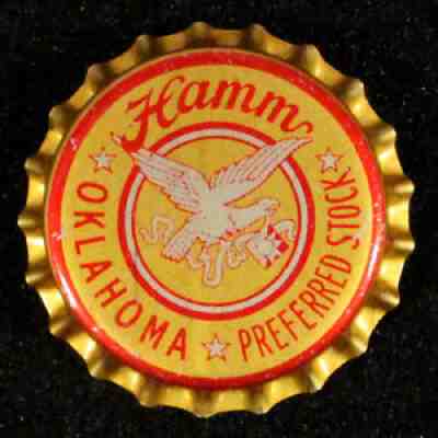 HAMM'S OKLAHOMA TAX CORK LINED BEER BOTTLE CAP ST. PAUL, MINNESOTA CROWN THEO OK
