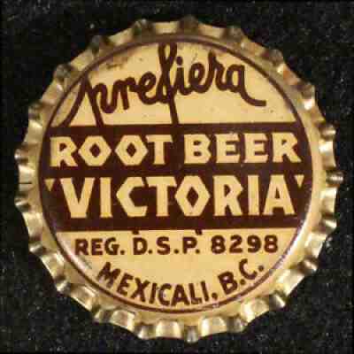 PREFIERA ROOT BEER "VICTORIA" CORK SODA BOTTLE CAP CROWNS BAJA, MEXICALI, MEXICO