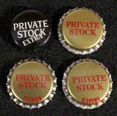 4 PRIVATE STOCK FLORIDA ALABAMA PLASTIC LINED BEER BOTTLE CAP CRAFT CROWNS MICRO