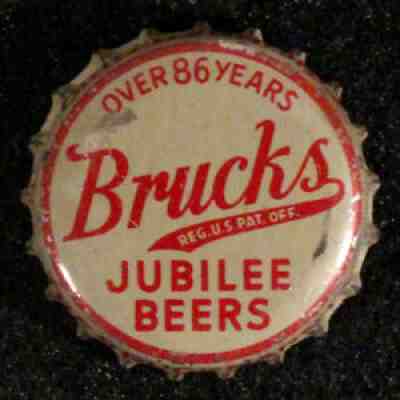 BRUCKS JUBILEE 86 YEARS CORK LINED BEER BOTTLE CAP CINCINNATI, OHIO CINCI CROWNS
