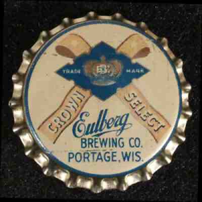 EULBERG CROWN SELECT RED/WHITE/BLUE CORK LINED BEER BOTTLE CAP PORTAGE WISCONSIN