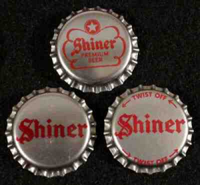 3 SHINER RED/SILVER PLASTIC LINED BEER BOTTLE CAP SPOETZL TEXAS CROWN VINTAGE TX