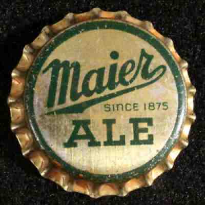 MAIER ALE UNUSED CORK LINED BEER BOTTLE CAP CROWNS LOS ANGELES, CALIFORNIA CALIF