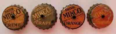 4 DIF. MIKCO HANFORD KINGS CALIF CREME GRAPE ORANGE SODA BOTTLE CORK CAP CROWN
