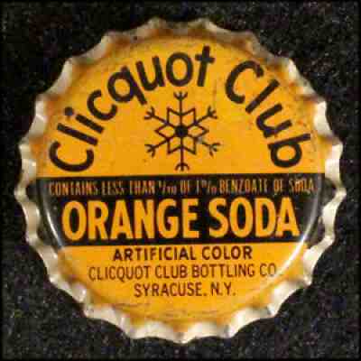 CLICQUOT CLUB ORANGE SODA CORK BOTTLE CAP CROWNS SYRACUSE, NEW YORK NY SNOWFLAKE