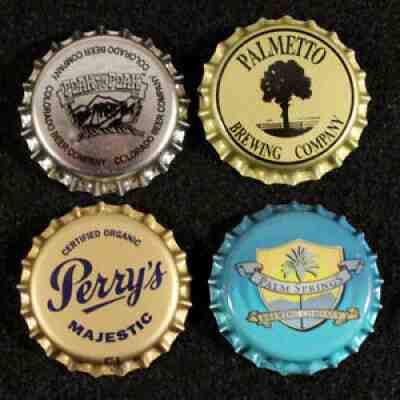 4 CRAFT/MICRO PLASTIC LINED BEER BOTTLE CAP CROWNS PALMETTO PERRY'S PALM SPRINGS