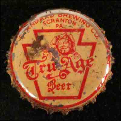 STANDARD TRU-AGE #1 PA TAX CORK BEER BOTTLE CAP SCRANTON PENNSYLVANIA CROWNS OLD