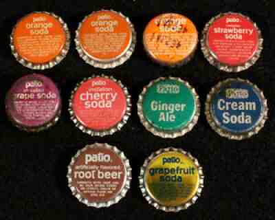 10 PATIO PLASTIC LINED SODA BOTTLE CAPS  ? PEPSI COLA ?  VINTAGE CROWN ORANGE CREAM+