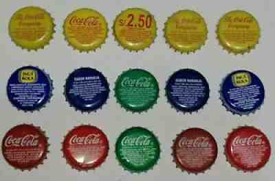 PERU Bottle Crown Caps COCA COLA INCA KOLA SOUTH AMERICA EDITION 2000's LOT x15
