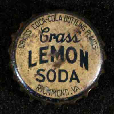 CRASS LEMON SODA CORK BOTTLE CAP COCA-COLA RICHMOND, VIRGINIA VA CROWNS VINTAGE+