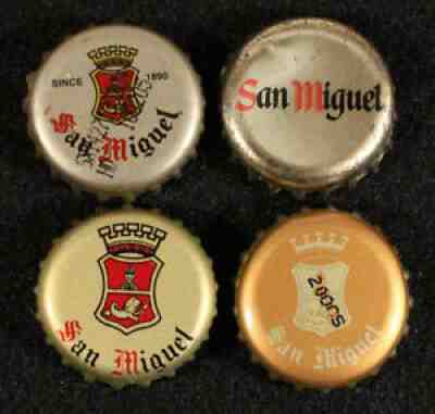 4 SAN MIGUEL PLASTIC LINED BEER BOTTLE CAP CROWN MANILA PHILIPPINES ASIA VINTAGE