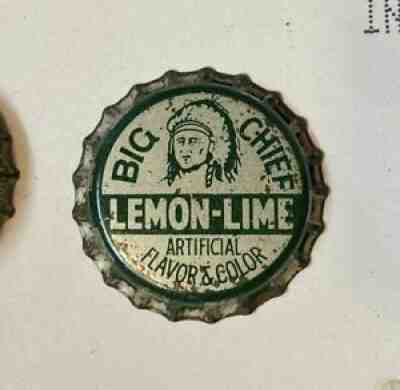SODA bottle cap crown BIG CHIEF acl Lemon Lime cone Coca Cola cork label indian