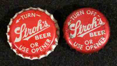 STROH #16 â?¢RED TURN/OFFâ?¢ PLASTiC LINED BEER BOTTLE CAP DETROIT MICHIGAN CROWN MI