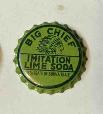 SODA cap crown Big Chief lime cork ACL flat cone top tin label Coca Cola coke