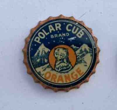 SODA cap crown POLAR CUB cone can flat bottle acl tin cork ORANGE top SALEM MA