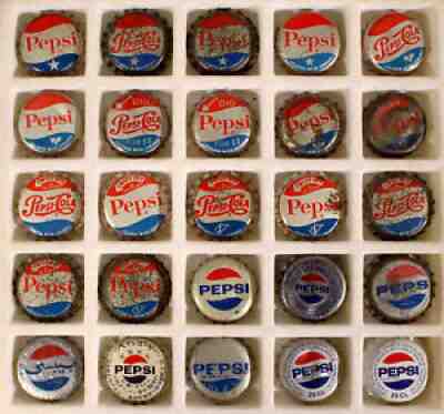 25 PEPSI #15 CORK & PLASTIC LINED SODA BOTTLE CAPS CROWNS PEPSI COLA NEW YORK NY