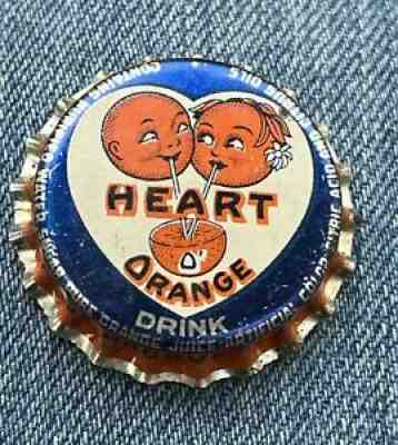 Vintage Harrison Heart Orange Drink ACL Soda Pop Bottle Cap Crown Wow