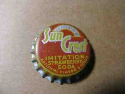 UNUSED SUN CREST STRAWBERRY SODA POP CORK ERA SODA BOTTLE CAP CROWN VINTAGE CAP
