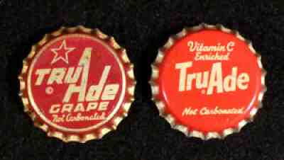 2 TRU-ADE CORK LINED SODA BOTTLE CAP CROWN CHICAGO ILLINOIS UN-CARBONATED ORANGE