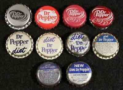 10 DR. PEPPER #6 PLASTIC SODA BOTTLE CAP CROWNS VINTAGE ANTIQUES SOFT DRINKS OLD