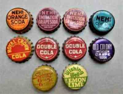 10 Cork Soda Bottle Caps - Nehi Double Cola Royal Crown Squirt Old Colony