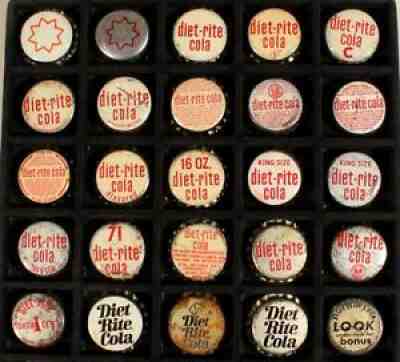 DIET RITE & RC COLA #4 CORK/PLASTIC LINED SODA BOTTLE CAPS ROYAL CROWN NEHI OLD+