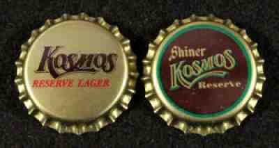 2 SHINER KOSMOS  PLASTIC LINED BEER BOTTLE CAPS SPOETZL TEXAS CRAFT/MICRO CROWNS+