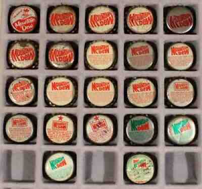22 MOUNTAIN DEW PLASTIC LINED SODA BOTTLE CAP CROWNS PEPSI COLA VINTAGE ANTIQUES