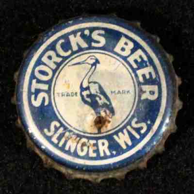STORCK'S CORK LINED BEER BOTTLE CAP SLINGER WISCONSIN VINTAGE CROWN ANTIQUE BIRD