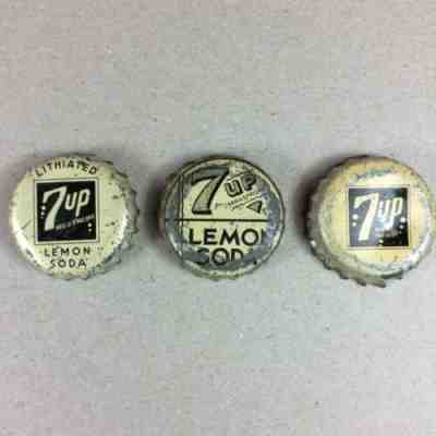 Vtg 1930-40s Early 7-Up Lithiated Lemon Soda Bottle Caps Cork Crowns