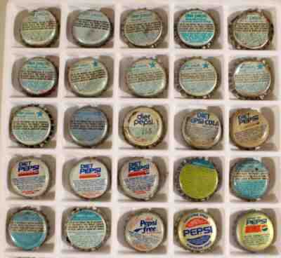 25 PEPSI #10 PLASTIC LINED SODA BOTTLE CAPS CROWNS PEPSI COLA NEW YORK, NY DIET+