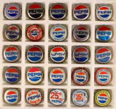 25 PEPSI #6 PLASTIC LINED SODA BOTTLE CAPS CROWNS PEPSI COLA NEW YORK NY VINTAGE