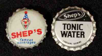 2 SHEP'S BEVERAGES PLASTIC LINED SODA BOTTLE CAP PITTSTON PENNSYLVANIA OLD CROWN