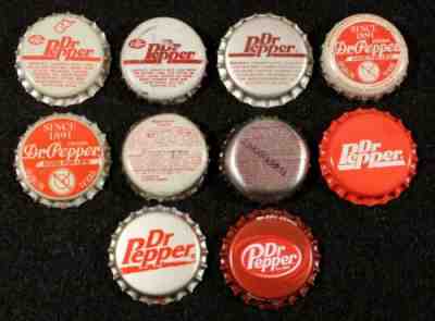 10 DR. PEPPER #3 PLASTIC SODA BOTTLE CAP CROWNS VINTAGE ANTIQUES SOFT DRINKS OLD
