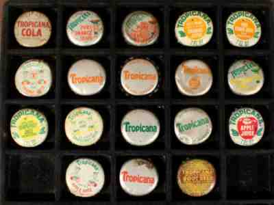 18 TROPICANA PLASTIC LINED SODA BOTTLE CAPS CROWNS BRADENTON FLORIDA ANTIQUE OLD