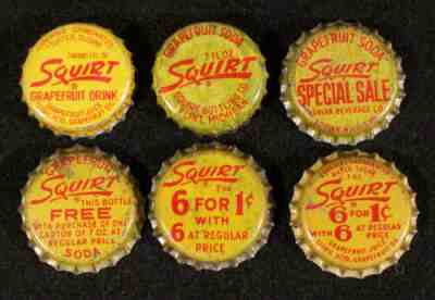 SQUIRT #6 CORK LINED SODA BOTTLE CAPS CROWNS GRAPEFRUIT SHERMAN OAKS, CALIFORNIA