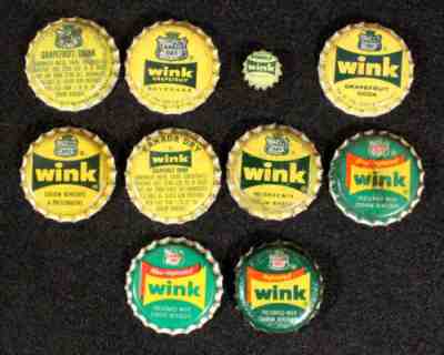 10 CANADA DRY #12 PLASTIC LINED SODA BOTTLE CAPS CROWNS WINK GRAPEFRUIT ANTIQUES