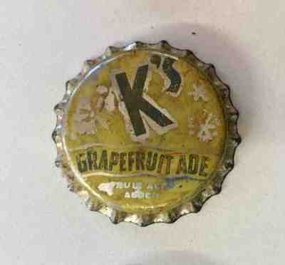 SODA cap crown K's grapefruit top bottle acl flat cone label cork LOS ANGELES !