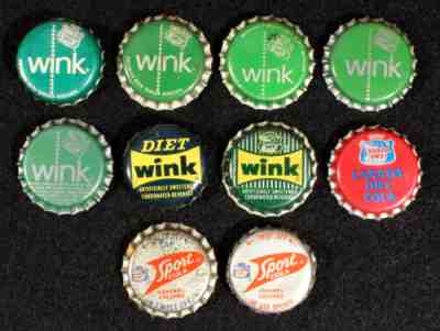 10 CANADA DRY #13 PLASTIC LINED SODA BOTTLE CAPS CROWNS WINK GRAPEFRUIT ANTIQUES