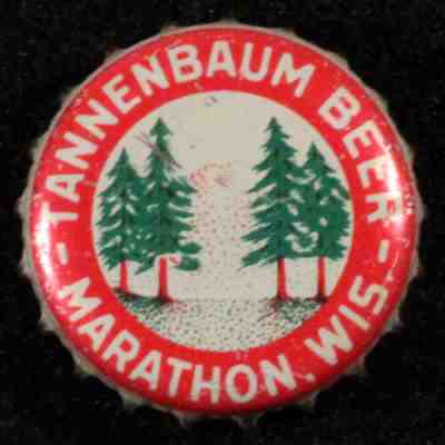 TANNENBAUM BEER CORK BOTTLE CAP MARATHON CITY WISCONSIN CROWN CHRISTMAS TREE OLD