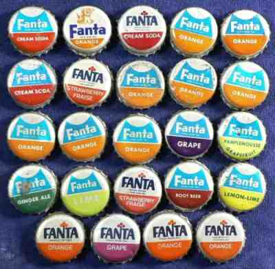 Soda Bottle Caps Fanta with Cork Lining Crown Lot of 24 #18009