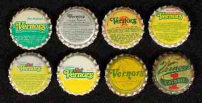 8 VERNORS GINGER ALE #1 PLASTIC LINED SODA BOTTLE CAPS DETROIT, MICHIGAN CROWNS+