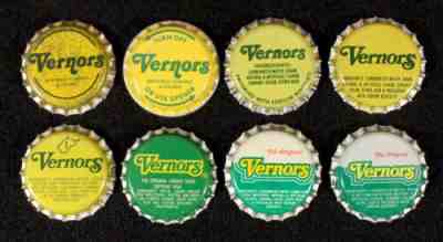8 VERNORS GINGER ALE #2 PLASTIC LINED SODA BOTTLE CAPS DETROIT, MICHIGAN CROWNS+