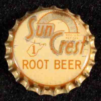 SUN CREST #18 ROOT BEER WEST VIRGINIA TAX CORK SODA BOTTLE CAP NUGRAPE CROWNS WV