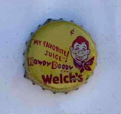 Welch's Grape juice SODA bottle cap flat acl top cone crown cork HOWDY DOODY tin