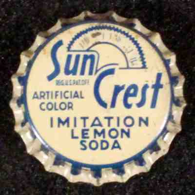 SUN CREST #4 IMITATION LEMON SODA CORK BOTTLE CAP NUGRAPE ATLANTA GEORGIA CROWNS